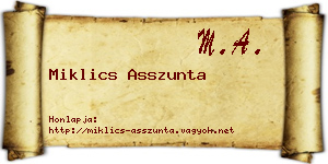 Miklics Asszunta névjegykártya